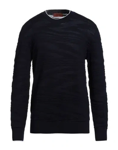 Missoni Man Sweater Navy Blue Size 38 Wool, Viscose In Black