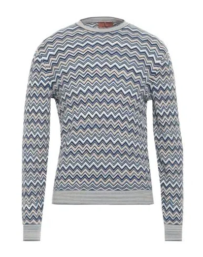 Missoni Man Sweater Navy Size Xl Cotton, Cashmere, Silk In Blue