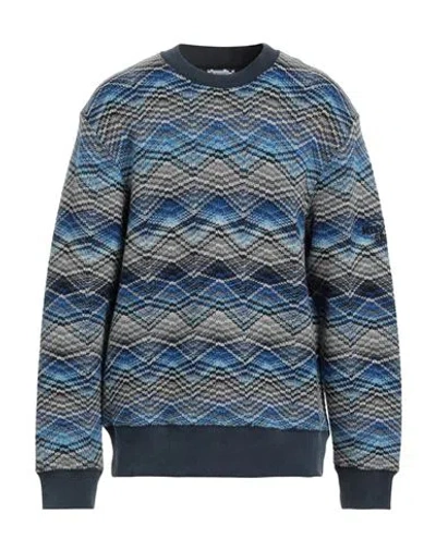 Missoni Man Sweatshirt Blue Size L Polyester, Wool In Multi