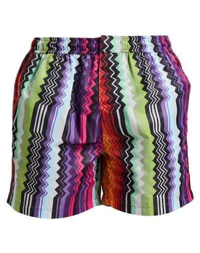 Missoni Man Swim Trunks Purple Size M Polyester, Polyamide In Purple