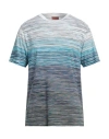 Missoni Gradient-effect Striped Cotton T-shirt In Blue
