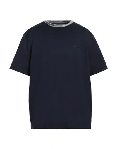Missoni Logo Embroidered Cotton T-shirt In Blue