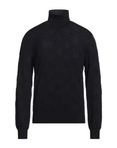 Missoni Man Turtleneck Navy Size Xl Wool, Viscose