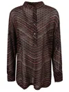 Missoni Mandarin Collar Oversize Blouse With Wavy Zigzag Pattern In Brown