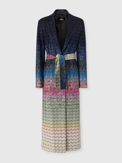 Missoni Mantel Aus Viskose-lamé Mit Gürtel In Mehrfarbig