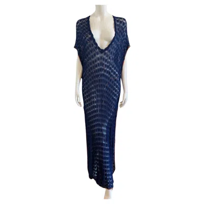 Pre-owned Missoni Mare Contemporary Navy Knit Kaftan With Beaded Constellations In Blue
