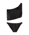 Missoni Mare Fringed Striped Metallic Crochet-knit Bikini In Black