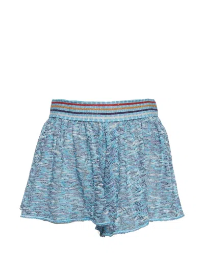 Pre-owned Missoni Mare Lurex Knit Shorts In Blue