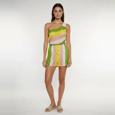 Pre-owned Missoni Mare Multicolor Knit One Shoulder Playsuit M