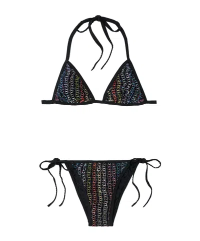 Missoni Mare Sequined Metallic Crochet-knit Triangle Bikini In Multi