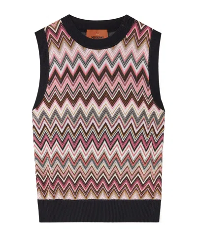 Missoni Mare Striped Crochet-knit Vest In Burgundy