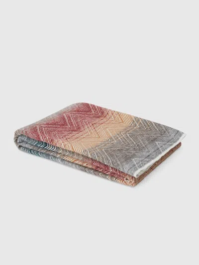 Missoni Marea 130x190 Cm Wool Plaid Blanket With Chevron Pattern In Multicoloured