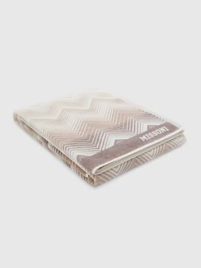 Missoni Marea Beach Towel In 100% Cotton 180x100 Cm With Zig Zag Pattern In Multi