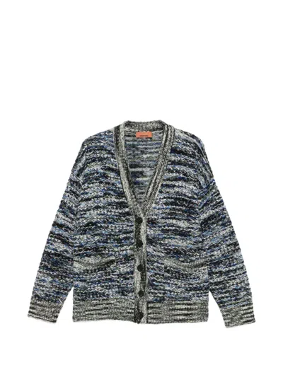 Missoni Marled-knit V-neck Cardigan In Blue