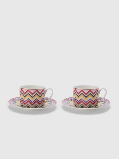 Missoni Marrakech Set Of 2 Tea Cups & Saucers In Multi