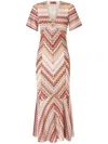 Missoni Maxi Dress With Striking Zigzag Pattern In Neutral