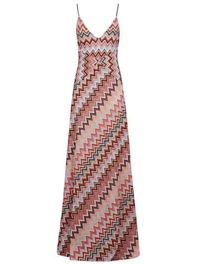 Missoni Maxi Dress With Vibrant Zigzag Pattern In Multicolor
