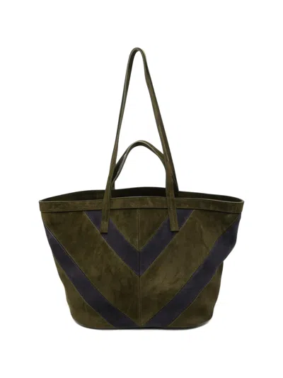 Missoni Medium Trapezoid Chevron Suede Tote Bag In Purple
