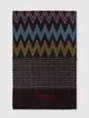 Missoni Multi-knit Wool Shawl With Logo In Multicoloured