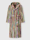 Missoni Melody Bathrobe In Cotton Terry With Vertical Stripes In Black