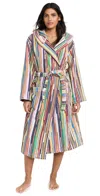 Missoni Melody Bathrobe In Cotton Terry With Vertical Stripes In Black Multi