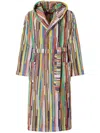Missoni Melody Bathrobe In Cotton Terry With Vertical Stripes In Black