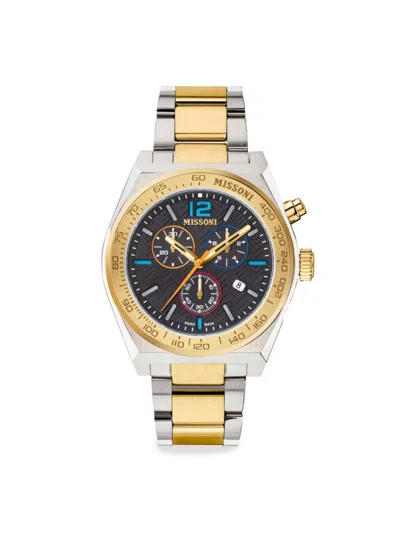 Missoni Men's 331 Active 44.5mm Two Tone Stainless Steel Chronograph Bracelet Watch In Black