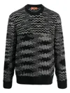 Missoni Handcrafted Wool Blend Crew Neck Sweater In Black