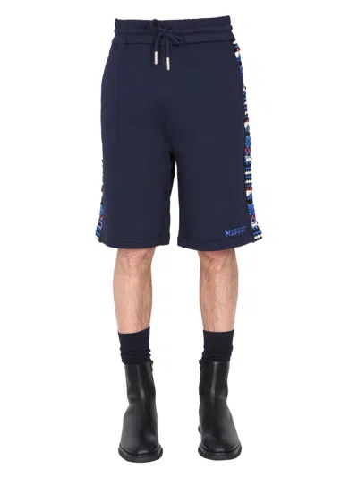 MISSONI MEN'S EMBROIDERED LOGO AND JACQUARD INSERT BERMUDA SHORTS