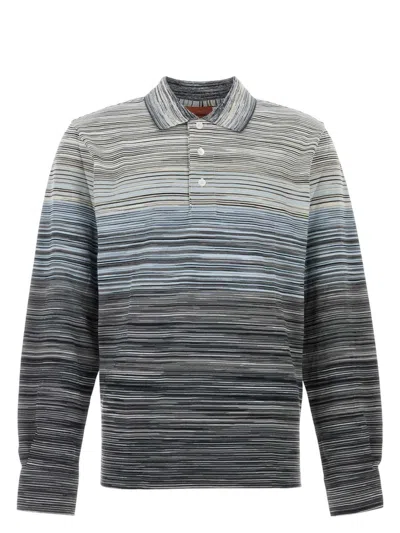 Missoni Embroidered Piquet Polo Shirt In Gray