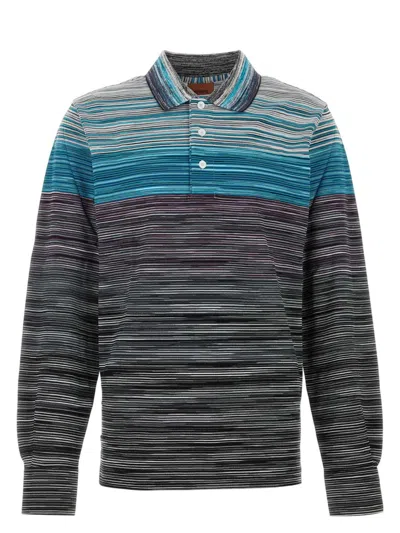 Missoni Man Polo Shirt Turquoise Size Xxl Cotton In Blue