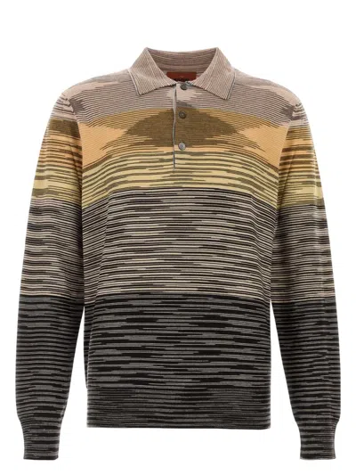 Missoni Embroidered Wool Polo Shirt In Multi