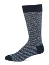 Missoni Men's Rib-knit Zigzag Cotton-blend Crew Socks In Blue
