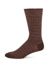 Missoni Men's Rib-knit Zigzag Cotton-blend Crew Socks In Brown