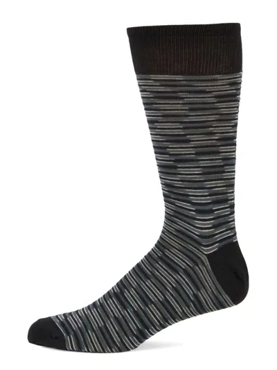 Missoni Men's Striped Cotton-blend Crew Socks In Black