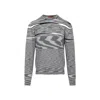 Missoni Striped Crewneck Wool Sweater In Grey