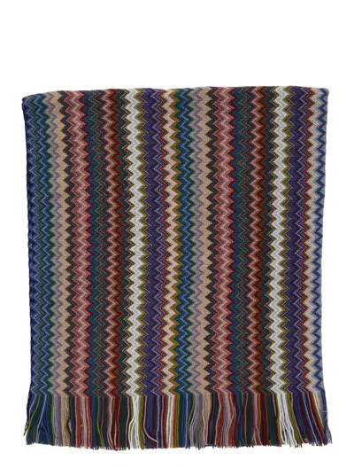 Missoni Men's Zig Zag Wool-acrylic Scarf With Decorative Fringe In Multicolor