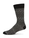 Missoni Men's Zigzag Cotton-blend Crew Socks In Brown