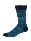Missoni Men's Zigzag Cotton-blend Crew Socks In Blue