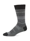 Missoni Men's Zigzag Cotton-blend Crew Socks In Gray
