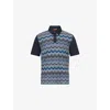 Missoni Short-sleeved Blue Cotton Knit Polo Shirt Wit