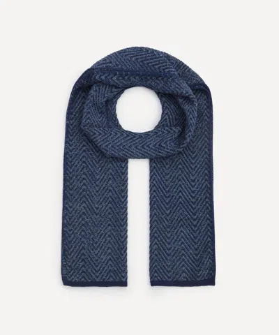 Missoni Mens Blue Zig-zag Wool-blend Scarf