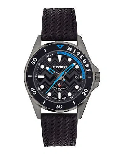 Pre-owned Missoni Mens  Gmt Gun 43mm Strap Fashion Watch
