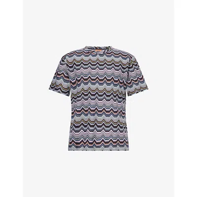 Missoni Mens Multicolor Regular-fit Graphic-pattern Cotton-knit T-shirt