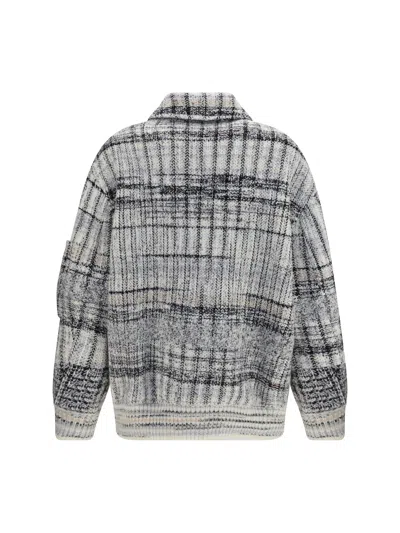 Missoni Merino Wool Check Bomber Jacket In Gray
