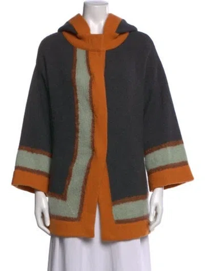 Pre-owned Missoni Merino Wool Colorblock Pattern Sweater In Gray