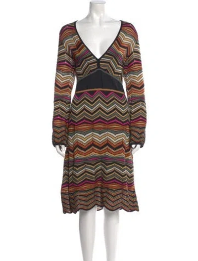 Pre-owned Missoni Merino Wool Midi Length Dress In Black