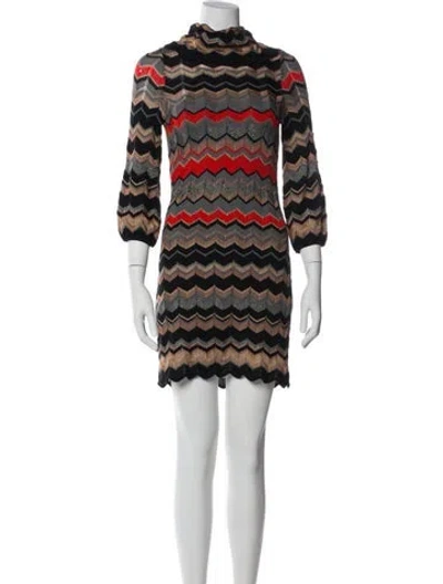 Pre-owned Missoni Merino Wool Mini Dress In Black