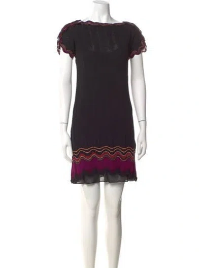Pre-owned Missoni Merino Wool Mini Dress In Black