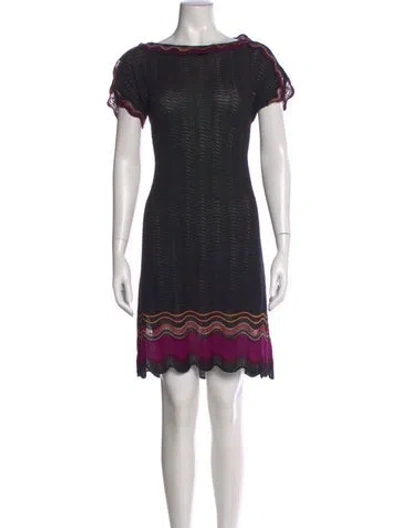 Pre-owned Missoni Merino Wool Mini Dress In Black